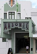 Entrance to the Masonic Hotel, Napier, view from Hastings Street (N.Z)