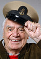 Borgnine shows off his Chief Patty Officer (CPO) cover at the United States Navy Memorial in Washington, D.C., October 17, 2004