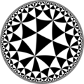 Tiling of the hyperbolic plane by triangles: π/3, π/3, π/5 Generated by Python code at User:Tamfang/programs.