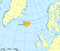 Iceland between Scandinavia, British Islands, and Greenland