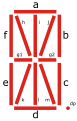 A drawing of a fourteen-segment display