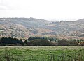 Les Monts d'Arrée en direction de Saint-Rivoal vus depuis le sentier de randonnée "Circuit des carrières" à Saint-Cadou (Sizun).