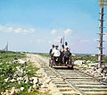 Handcar riding along the Murmansk railroad