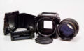 Bronica SQ. Whole camera, components shown