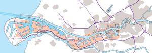 Map showing ports and harbours in Rotterdam