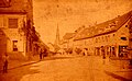 Hauptstraße um 1870 mit Blick in Richtung der evangelischen Kirche