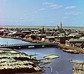 View of the city of Tobolsk from the north, from the bell tower of the Church of the Transfiguration (Preobrazhensky Sobor). Russia.