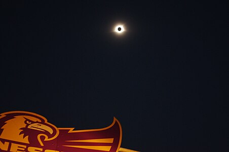 Corona of the darkened sun seen at Tennessee Technological University soon after noon