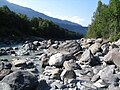 Le lit du Rhône près de Saint-Maurice.