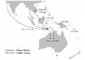 possible migration routes of dingoes, when they were brought to Australia