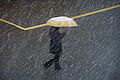 Yellow Umbrella in snow.