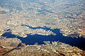 Aerial view of the harbor and downtown