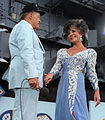 with Bob Hope at a USO show aboard the USS Lexington, Pensacola, Florida (1986)