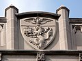 Detail of the university crest on Canevin Hall