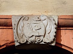 Keystone in the inner court of Haus Venedig in Trier, Germany.