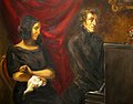 Stylized rendition of joint portrait of Frédéric Chopin and George Sand by Eugène Delacroix