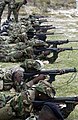 Soldiers from the Jamaica Defence Force (JDF), act as the opposing force (OPFOR) and fire their FN FAL 7.62 x 51mm NATO Belgium Automatic Rifles, during the Tradewinds 2002 Field Training Exercise (FTX), on the island of Antigua.