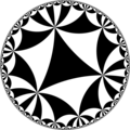 Tiling of the hyperbolic plane by triangles: π/6, π/6, π/6 Generated by Python code at User:Tamfang/programs.