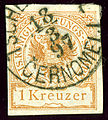 1 kr Tax bilingual cancelled Tschernembl 1897 Černomiel (Slovenia)