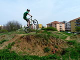 Čeština: Minibikepark Máj u Branišovského lesa, České Budějovice. English: Minibikepark Máj at Branišovský les (Branišov Forest), České Budějovice, South Bohemian Region, Czech Republic.