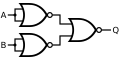 Diagram showing a way of making an AND gate from NOR gates.