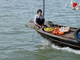 Vendors in Ha Long Bay, Vietnam