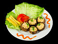 * Nomination Chicken and prawn-stuffed mushrooms. Crisco 1492 14:21, 25 June 2015 (UTC) * Promotion  Support Excellent quality.--Jebulon 15:08, 25 June 2015 (UTC)