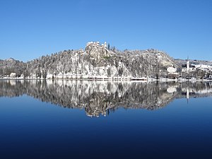 Winter panorama with Bled Castle Photograph: Živa Rant