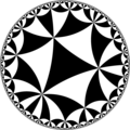 Tiling of the hyperbolic plane by triangles: π/4, π/5, π/6 Generated by Python code at User:Tamfang/programs.