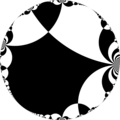 Isohedral tiling of the hyperbolic plane by apeirogons.