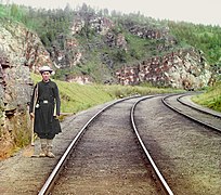 Bashkir switchman on the Trans-Siberian, circa 1910