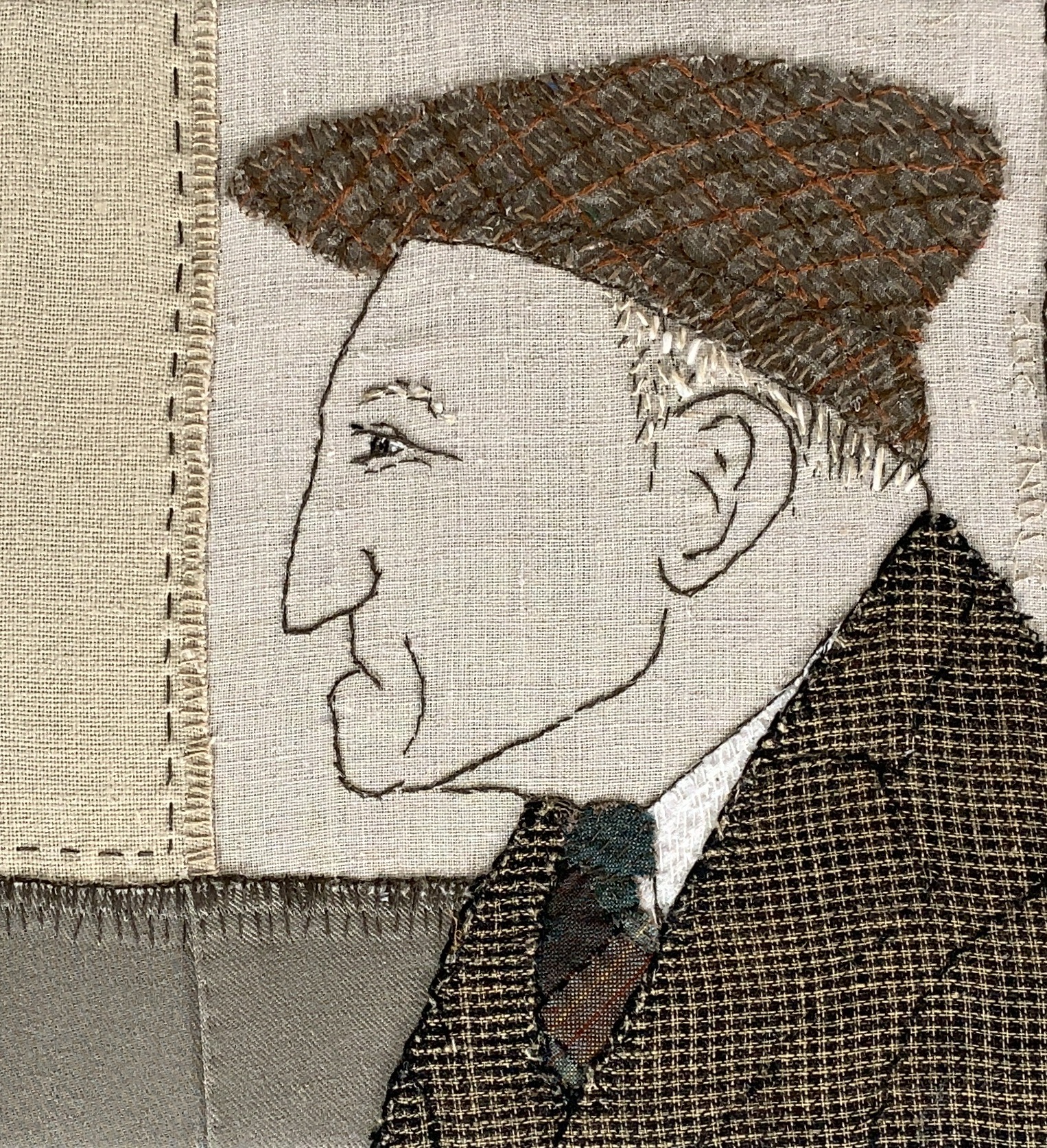 Study of a man - hand stitch with appliqué