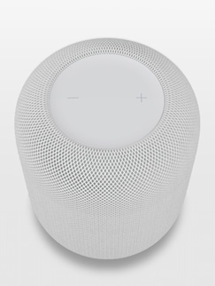 iPhoneのスクリーン上にARで表示されたホワイトのHomePod。