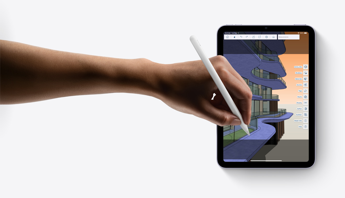 استخدام Apple Pencil ‏في تطبيق SketchUp‏ على iPad mini‏