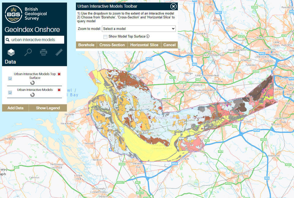 Liverpool and Warrington on the BGS GeoIndex Onshore tool. BGS © UKRI