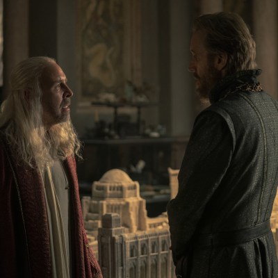 King Viserys (Paddy Considine) and Otto Hightower (Rhys Ifans) in House of the Dragon season 1