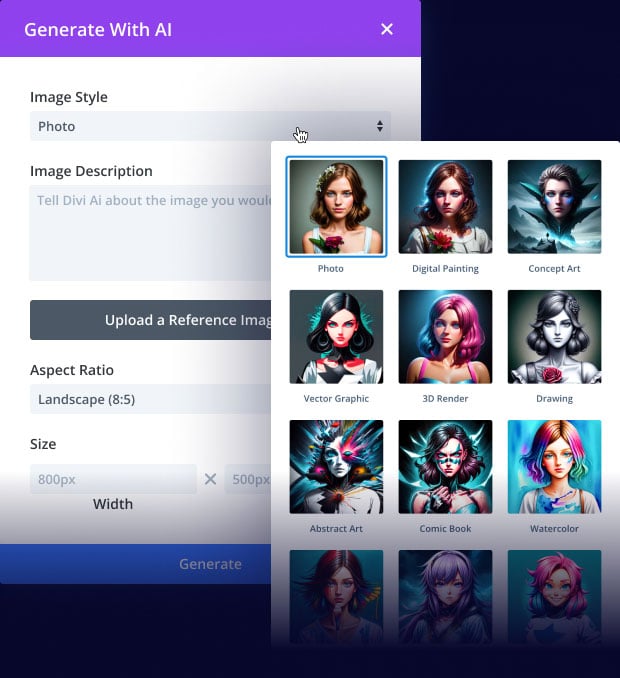 Divi AI Image Styles