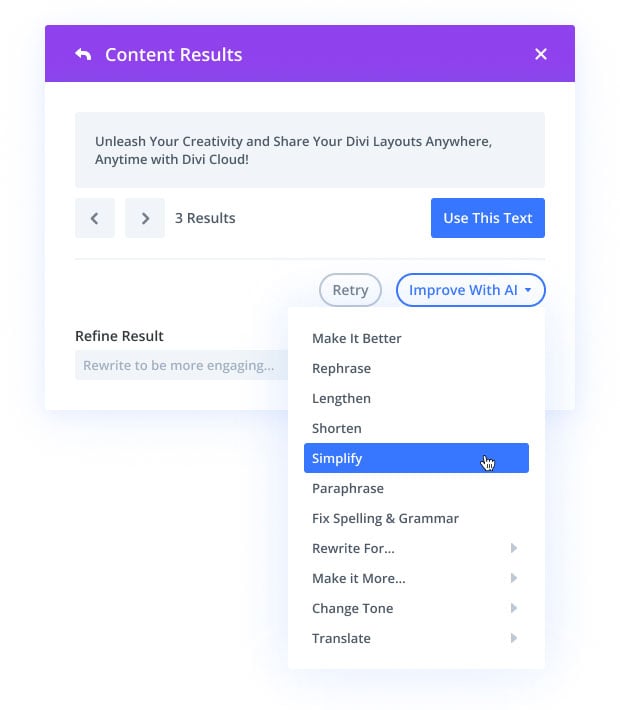 Divi AI Text Improvement