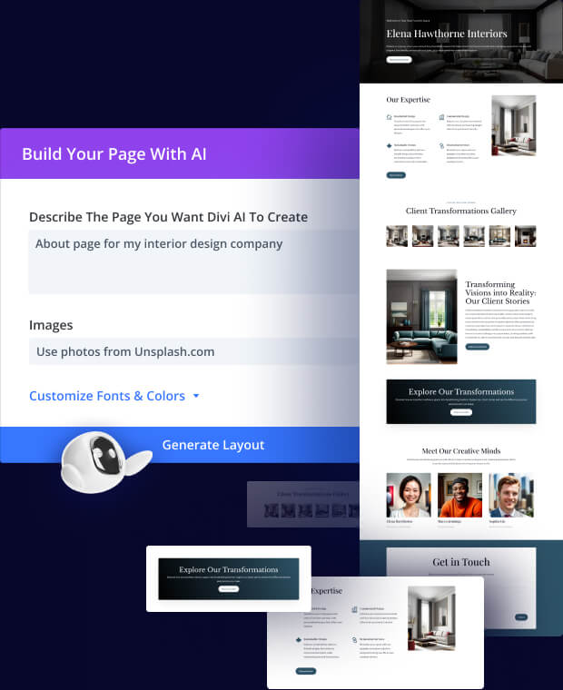 Divi AI Layouts And Section Generation
