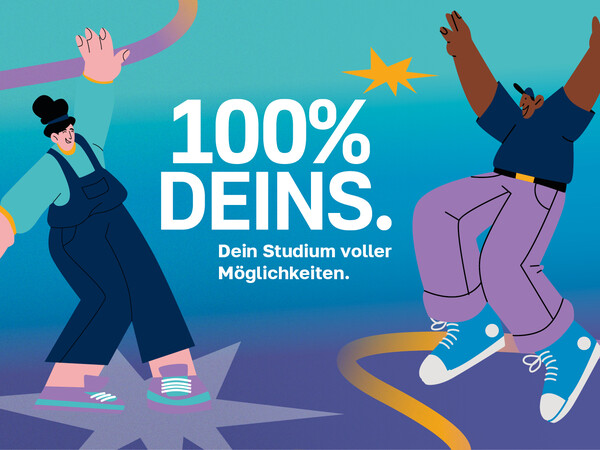 Grafik "100% Deins" - Link zur Studiengangsübersicht