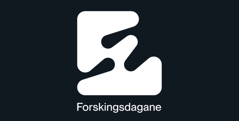 Logo for Forskningsdagene 2022 hvit logo med sort bakgrunn.