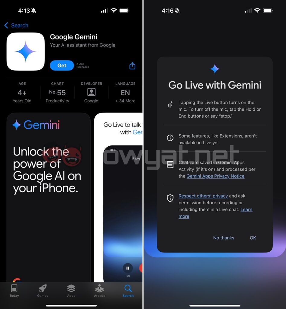 Google Gemini iOS Malaysia screens