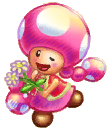 Toad e Toadette con in mano un mazzo di fiori in Mario Kart Arcade GP 2.