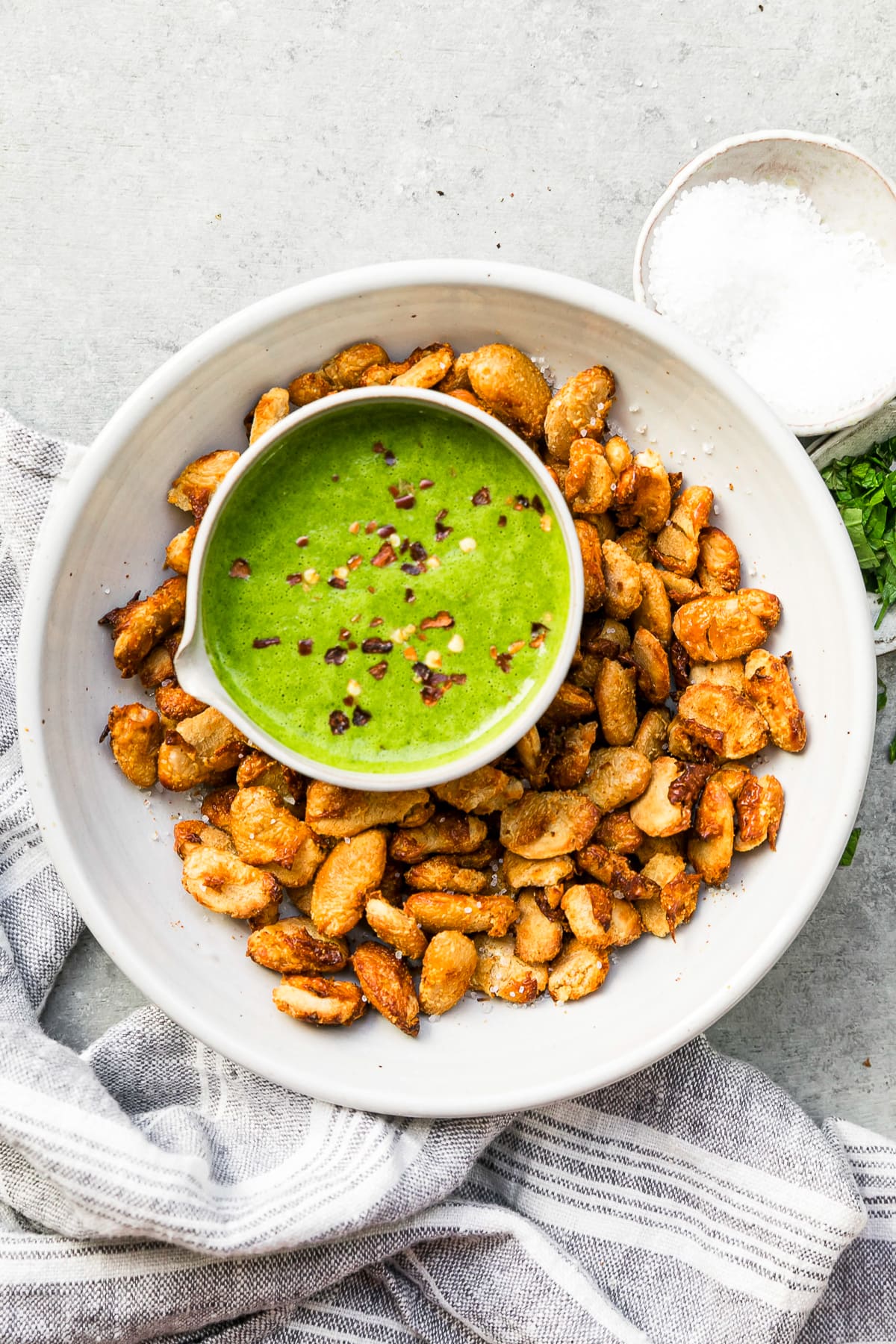 Crispy Butter Beans with Green Sauce