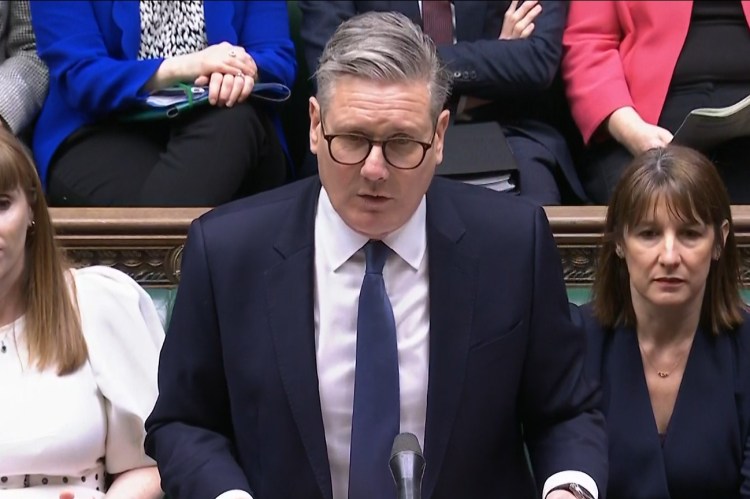 Sir Keir Starmer at Prime Minister's Questions in the House of Commons.