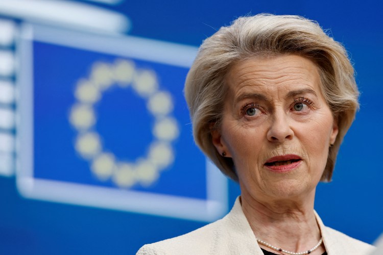 Ursula von der Leyen at a press conference.