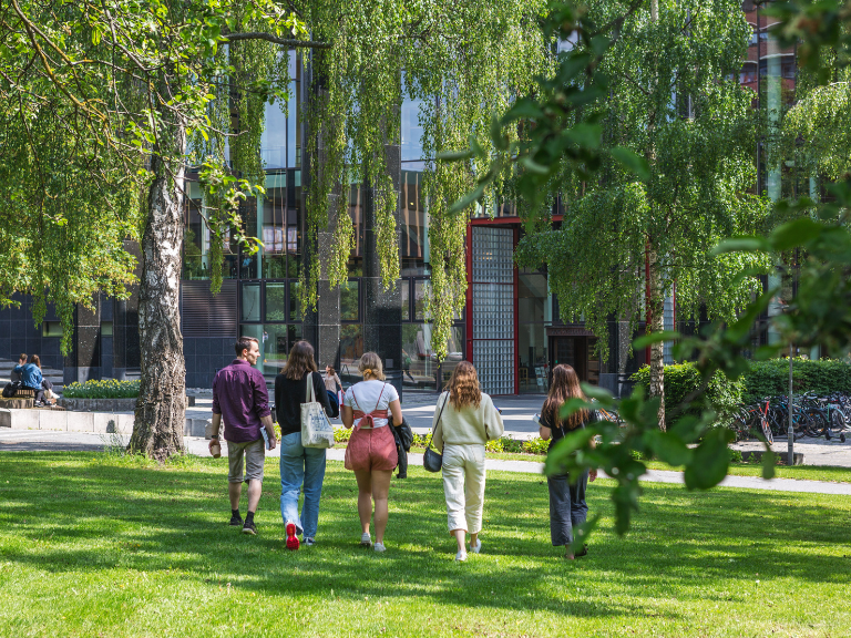 Students headed to the library.